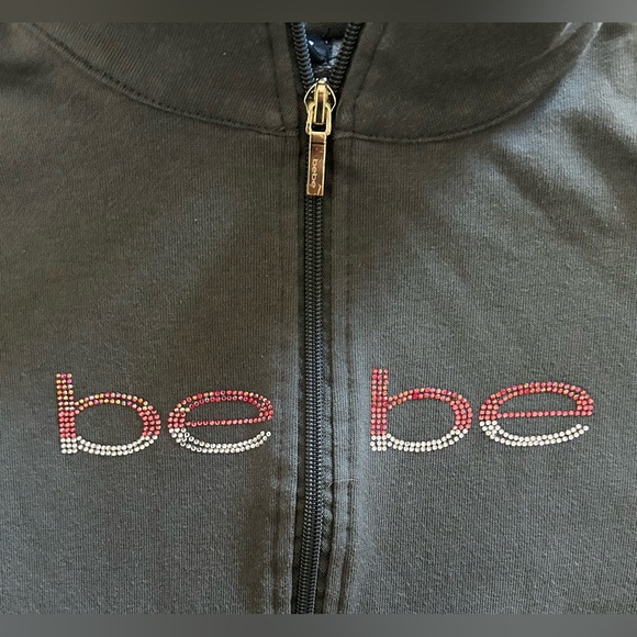 Bebe Gray Long Sleeve High Neck Full Zip Vintage Jacket Size Large - Picture 4 of 10